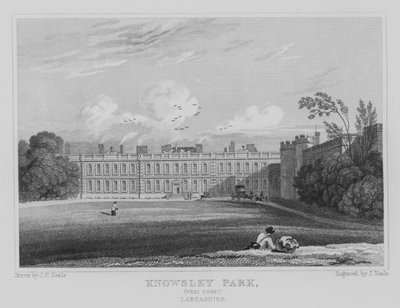 Knowsley Park, West Front, Lancashire (metszet) alkotó: John Preston Neale