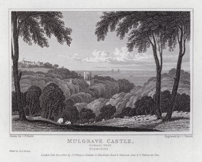 Mulgrave kastély, általános kilátás, Yorkshire (metszet) alkotó: John Preston Neale