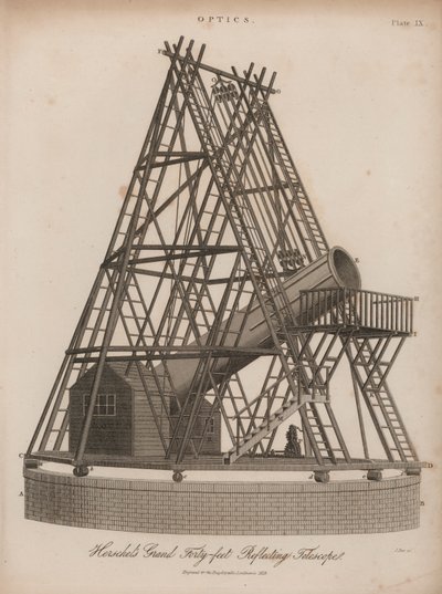 William Herschel 40 méteres fényvisszaverő teleszkópja, Slough, Berkshire alkotó: J. Pass