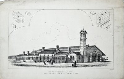 New station at Dovor (sic). London, Chatham and Dovor Railway. 1860 (etching on paper) alkotó: J. R. Jobbins