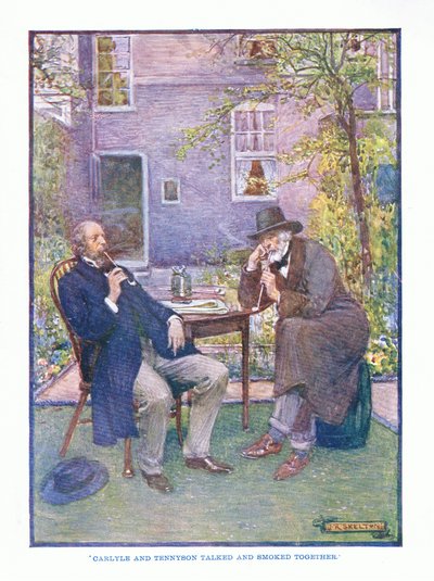 Carlyle és Tennyson együtt beszélgettek és dohányoztak, az English Literature pub. by T C & EC Jack, 1920 körül alkotó: J. R. Skelton