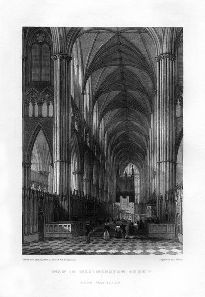 Westminster Abbey az oltártól, London, 19. század. alkotó: J. Woods