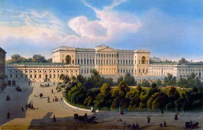 Mihail nagyherceg palotája, Kilátás a térről, Schmidt és Chevalier nyomtatása, Lemercier kiadása, Párizs, 1850-es évek alkotó: J. after Charlemagne