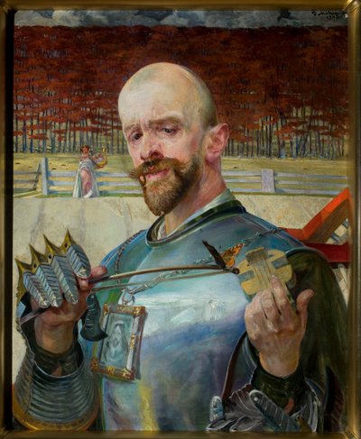 Önarckép páncélban hegedűkkel alkotó: Jacek Malczewski