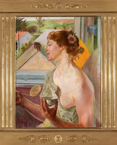 Szappanbuborékok (Nő egy tállal) alkotó: Jacek Malczewski