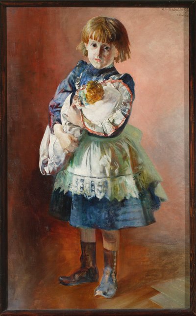 Júlia, a művész lánya babával alkotó: Jacek Malczewski