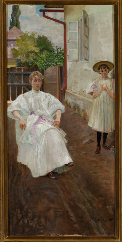A ház előtt - a művész felesége és lánya alkotó: Jacek Malczewski