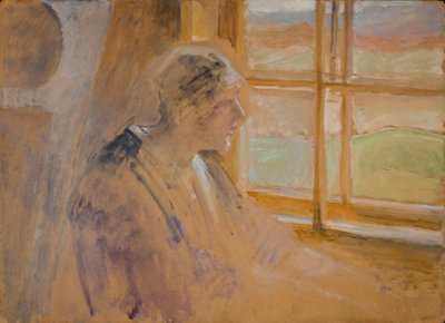 Női alak vázlata az ablakban alkotó: Jacek Malczewski