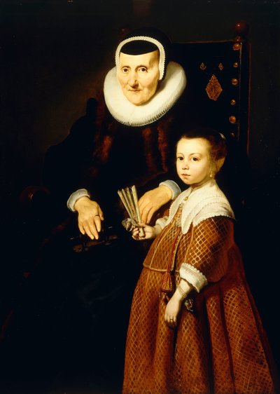 Egy hölgy portréja, 80 éves egy lánnyal, 6 éves, háromnegyed hosszú, 1632-33 körül alkotó: Jacob Adriensz Backer