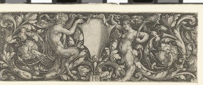 Fríz egy férfi és egy női szatír pajzsával alkotó: Jacob Binck (signed by artist)