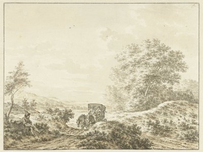 Hügelige Landschaft mit Reisewagen von Jacob  Cats