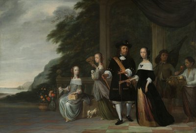 Pieter Cnoll, Cornelia van Nijenrode, lányaik és két rabszolga Pieter Cnoll és Cornelia van Nijenrode, két lányuk Catharina és Hester, a rabszolga Surapati és egy rabszolganő alkotó: Jacob Coeman