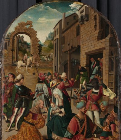 A mágusok imádása alkotó: Jacob Cornelisz van Oostsanen (workshop of)