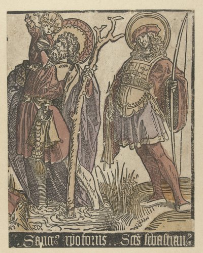 Szent Kristóf és Sebastian Szentek Annával Drieënben (sorozat címe) alkotó: Jacob Cornelisz van Oostsanen