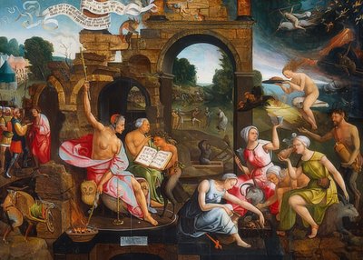 Saul és az endori boszorkány. 1526 alkotó: Jacob Cornelisz van Oostsanen