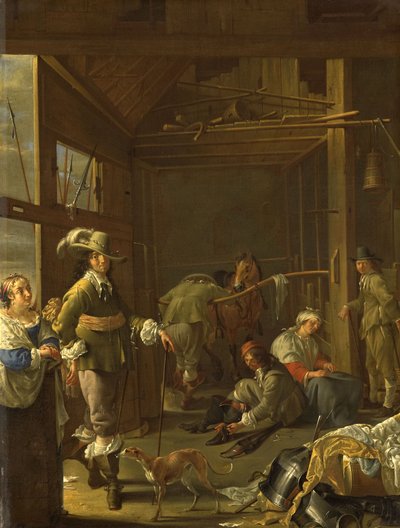 Katonák egy istállóban, 1655 körül (olaj, vászon) alkotó: Jacob Duck