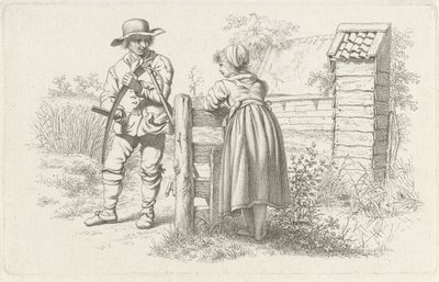 Mower beszél egy lánnyal Tanulmánynyomatok / Etudes gravées (sorozat címe) alkotó: Jacob Ernst Marcus