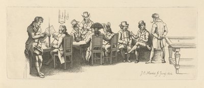 Férfiak egy kávéházban biliárdszobával, 1814 alkotó: Jacob Ernst Marcus
