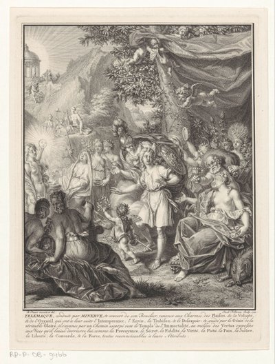 Allegorikus ábrázolás Telemachusszal és Minervával Címlap ehhez: François de Fénelon, Les avatures de Telemaque, 1734 alkotó: Jacob Folkema