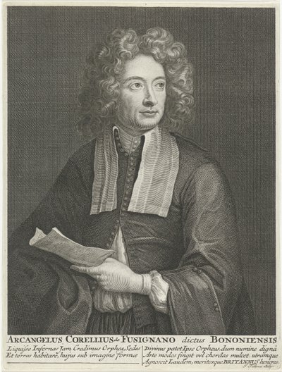 Arcangelo Corelli zeneszerző és hegedűművész portréja alkotó: Jacob Folkema