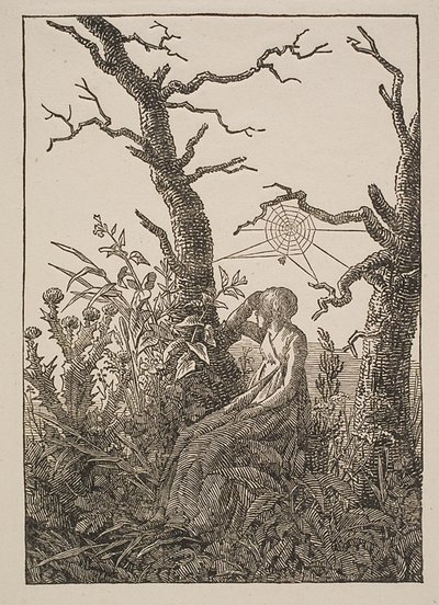 Melankólia. A nő a pókhálóval alkotó: Jacob Friedrich