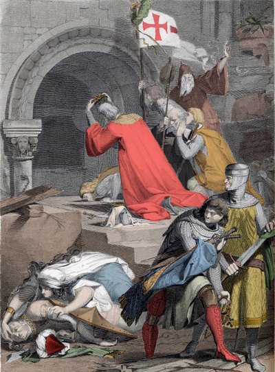 Godefroy de Bouillon (1058-1100) Saint-Sepulcre-ben, 1099-ben - Bouillon Godfrey a Szent Sírnál, Deininger - alkotó: Jacob Friedrich Deininger