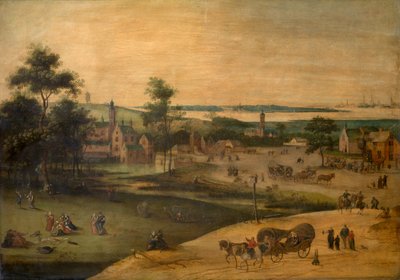 Falu a Schelde partján alkotó: Jacob Grimmer