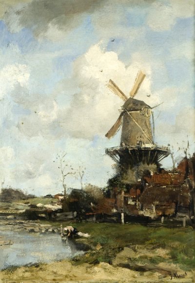 A malom, holland táj, 1880 körül (olaj, vászon) alkotó: Jacob Henricus or Hendricus Maris