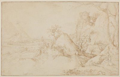 Táj két paraszttal és egy kutyával, 1525-69 körül alkotó: Jacob I Savery