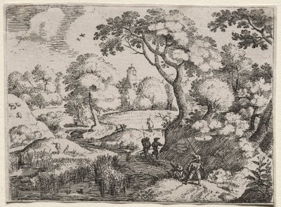 Hat táj: ösvény a mocsár és az erdős part között, c. 1595. alkotó: Jacob I Savery