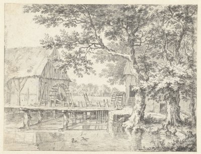 Kilátás két vízimalomra egy zsilip mellett alkotó: Jacob van Ruisdael