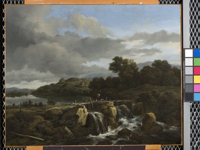 Táj kaszkáddal (olaj, vászon) alkotó: Jacob van Ruisdael