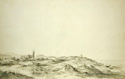 A dűnék a Wijk aan Zee-nél (fekete kréta és szürke tinta papíron) alkotó: Jacob van Ruisdael