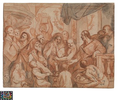 holland: Krisztus és a házasságtörő asszony, előkészítő vázlat, hátoldal: Krisztus elfogása alkotó: Jacob Jordaens