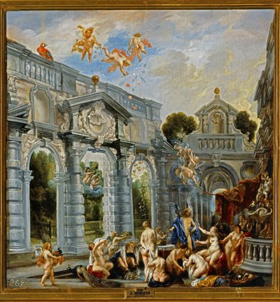 Istennők és nimfák fürdés után ... (festmény vászonra) alkotó: Jacob Jordaens