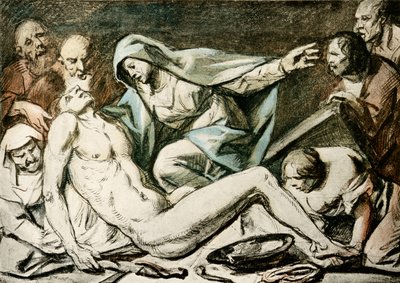 Krisztus siratása (akvarell, vörös kréta) alkotó: Jacob Jordaens