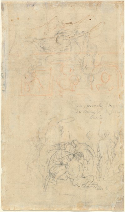 Tanulmányi lap a részeg Pánnal és a nimfákkal [verso] alkotó: Jacob Jordaens