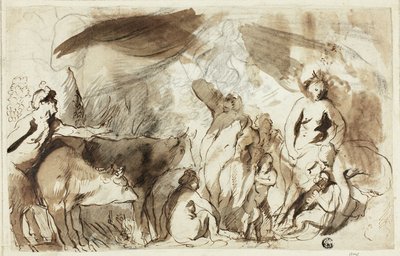Tanulmány a Sine Bacchus és Cerere Friget Venus számára (recto); Darius családja Sándor előtt (verso) alkotó: Jacob Jordaens