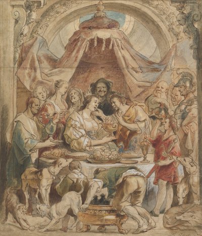 Antal és Kleopátra lakomája, 17. század. alkotó: Jacob Jordaens