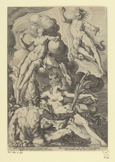 A négy elem Mitológiai és allegorikus ábrázolások (sorozat címe) alkotó: Jacob Matham (attributed to)