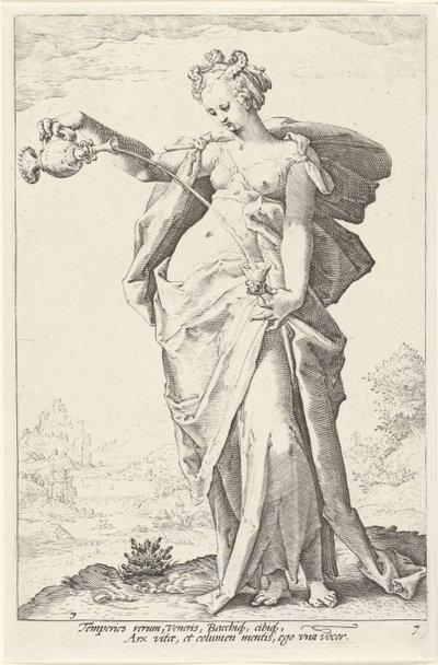 Matigheid (mérséklet) De Deugden (sorozat címe) alkotó: Jacob Matham (attributed to)