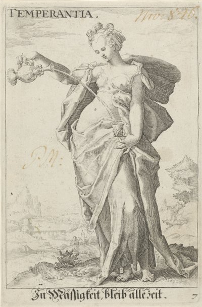 Matigheid (mérséklet) Mérséklet (cím a tárgyon) alkotó: Jacob Matham (attributed to)