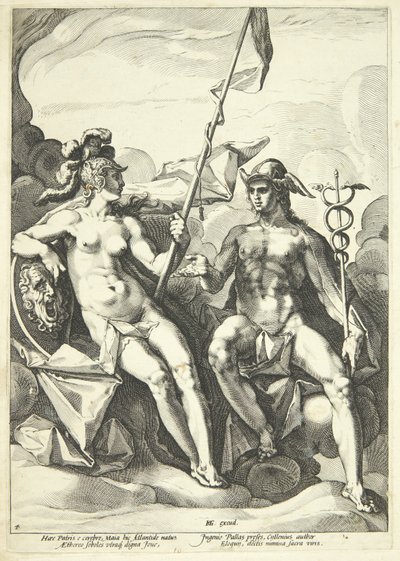 Athéné és Merkúr szövetsége (Hermathena) alkotó: Jacob Matham