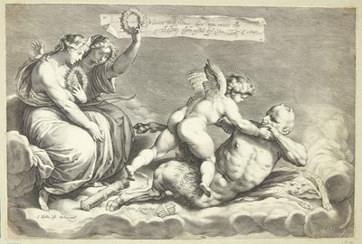 Cupido legyőzi Pant alkotó: Jacob Matham
