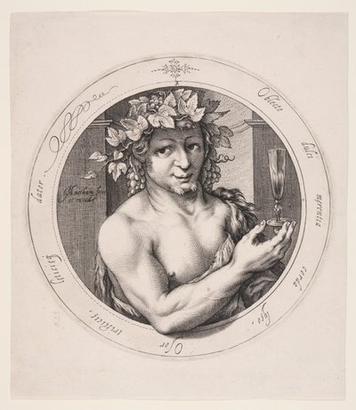 Bacchus, 2. tábla a Három isten sorozatból alkotó: Jacob Matham