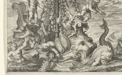 Bacchus elrablóit delfinekké változtatja alkotó: Jacob Matham