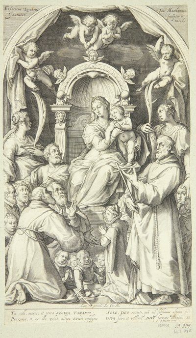 Mária és a Gyermek patrónusokkal és szentekkel (Szent Lucia, Alexandriai Katalin, Assisi Ferenc és a Zuccaro család tagjai) alkotó: Jacob Matham