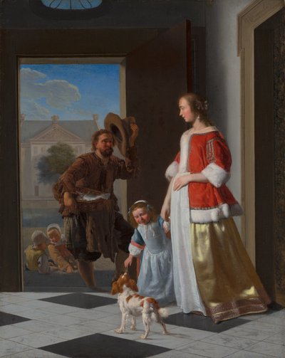 Halkereskedő az ajtóban, 1663 (olaj, vászon a táblán) alkotó: Jacob Lucasz Ochtervelt