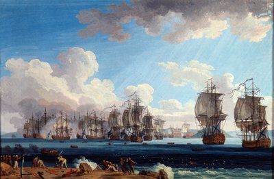 „A chesmai tengeri csata 1770. július 5-én”, 18. század. alkotó: Jacob Philip Hackert