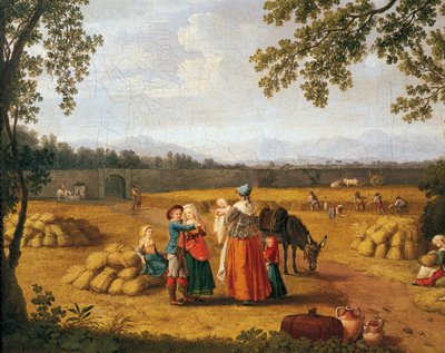 Királyi család arat a Carditello birtokon (olaj, vászon) alkotó: Jacob Philippe Hackert